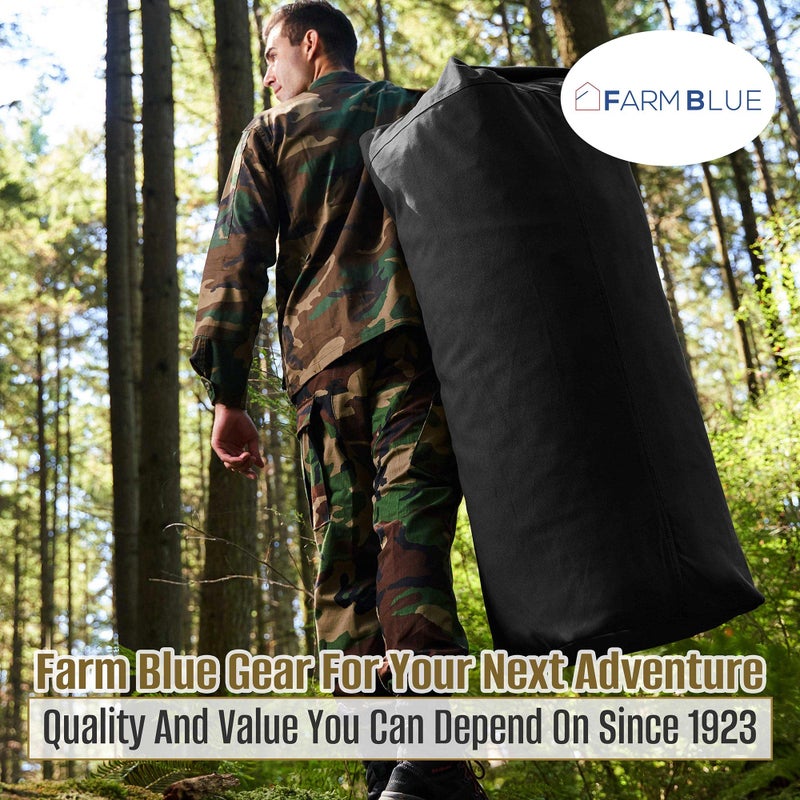 Farm Blue Top Load Duffle Bag -Military Duffel Bags - Heavy Army Canvas Duffle Bags For Men Women & Students - XXL Top Loading Tactical Gear Sack (Black, XX-Large) 30"x50" - Image 3